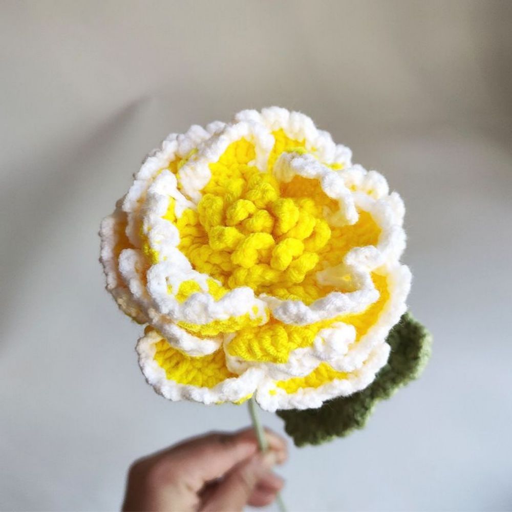 1pc Handmade Knitted Flower Peony Crochet Flower Gift for Her - Bestchristmasgifts