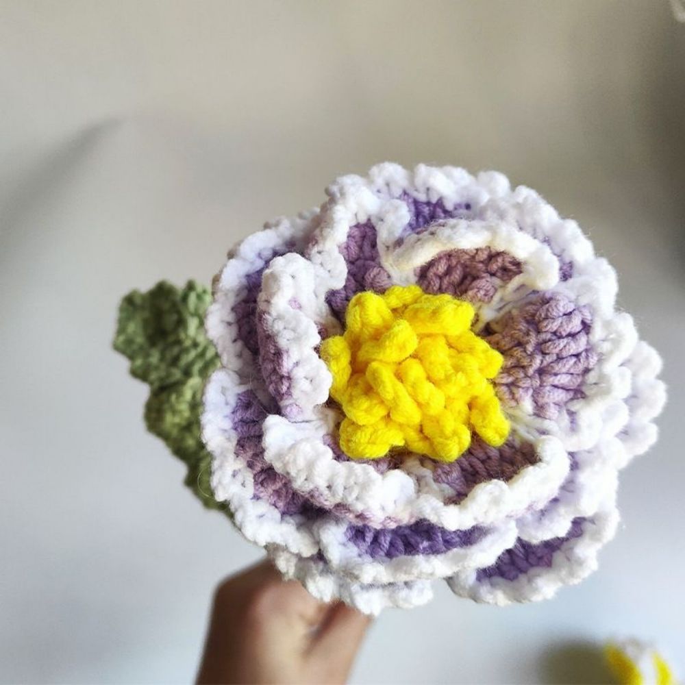 1pc Handmade Knitted Flower Peony Crochet Flower Gift for Her - Bestchristmasgifts