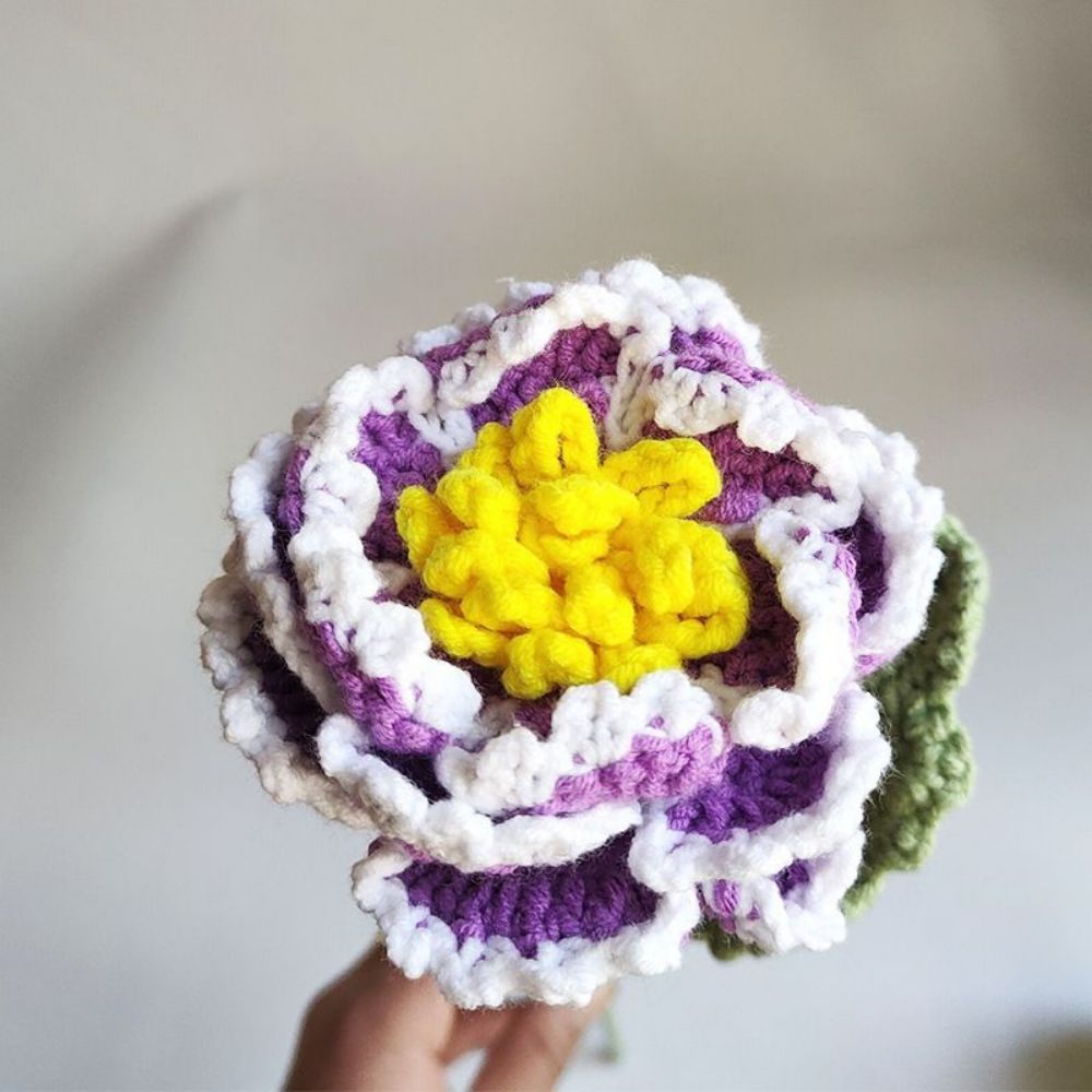 1pc Handmade Knitted Flower Peony Crochet Flower Gift for Her - Bestchristmasgifts