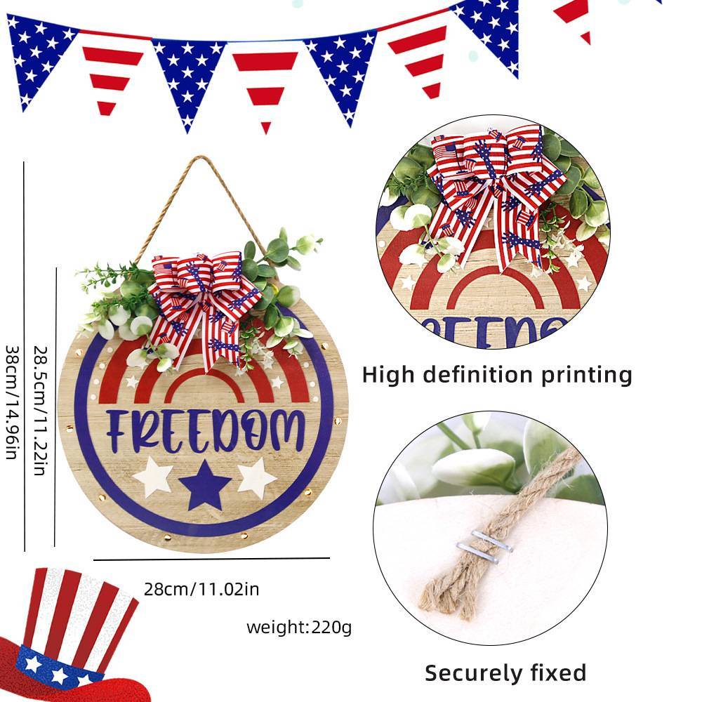 Welcome Door Sign 4th of July Independence Day Decorations Front Door Hanger Gifts - Bestchristmasgifts