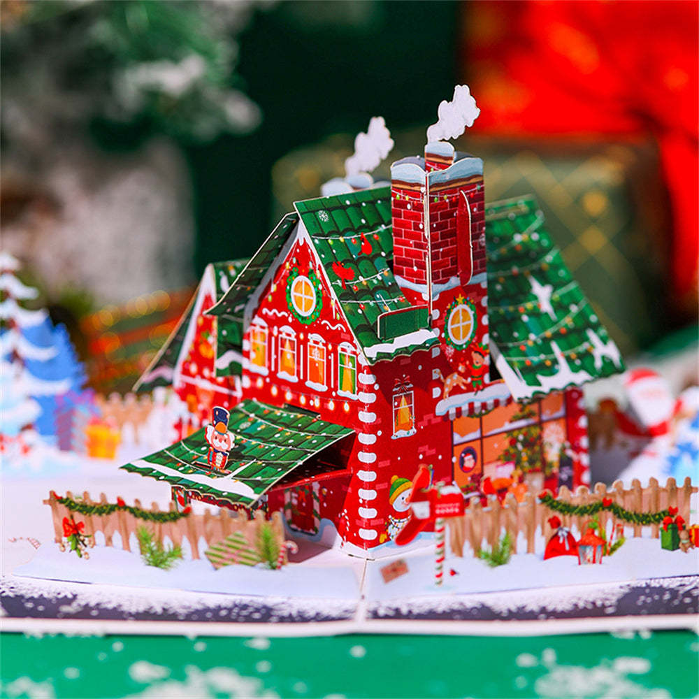 Christmas 3D Pop Up Card Christmas House Greeting Card - Bestchristmasgifts
