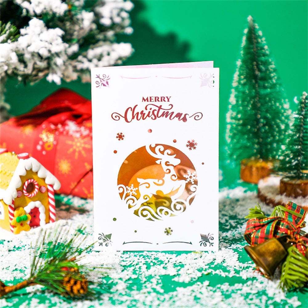 Christmas 3D Pop Up Card Hollow Christmas Greeting Card - Bestchristmasgifts
