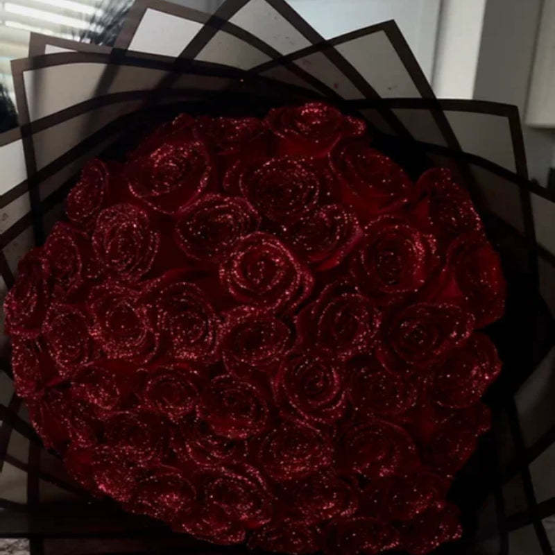 Glitter Rose Bouquet Best Valentine's Day Anniversary Gift for Her - Bestchristmasgifts