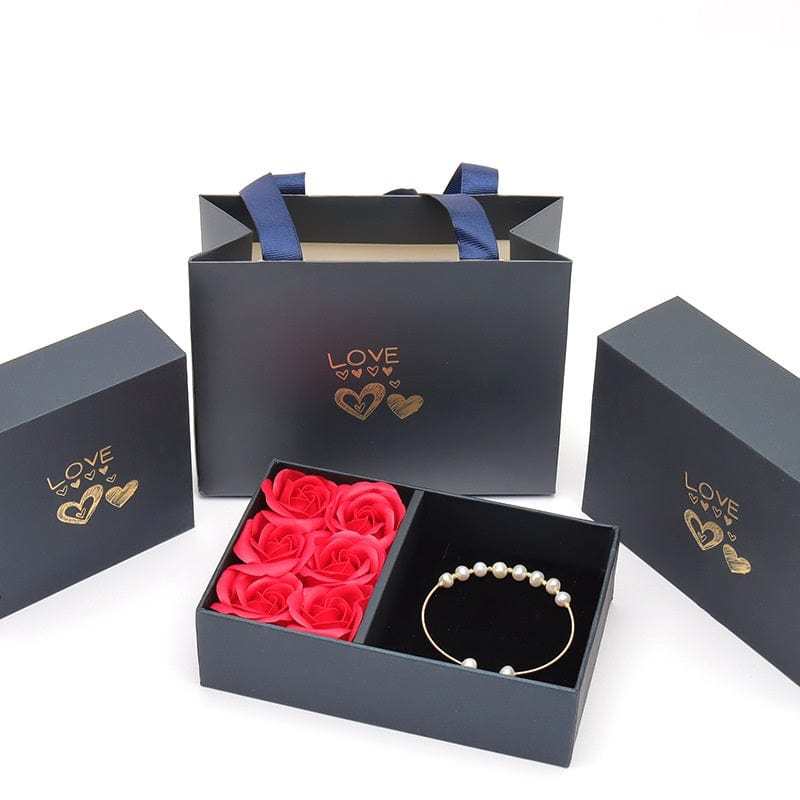 Jewelry Box Rose Window Heaven and Earth Lid 6 Rose Pendant Ring for Her Present - Giftlab