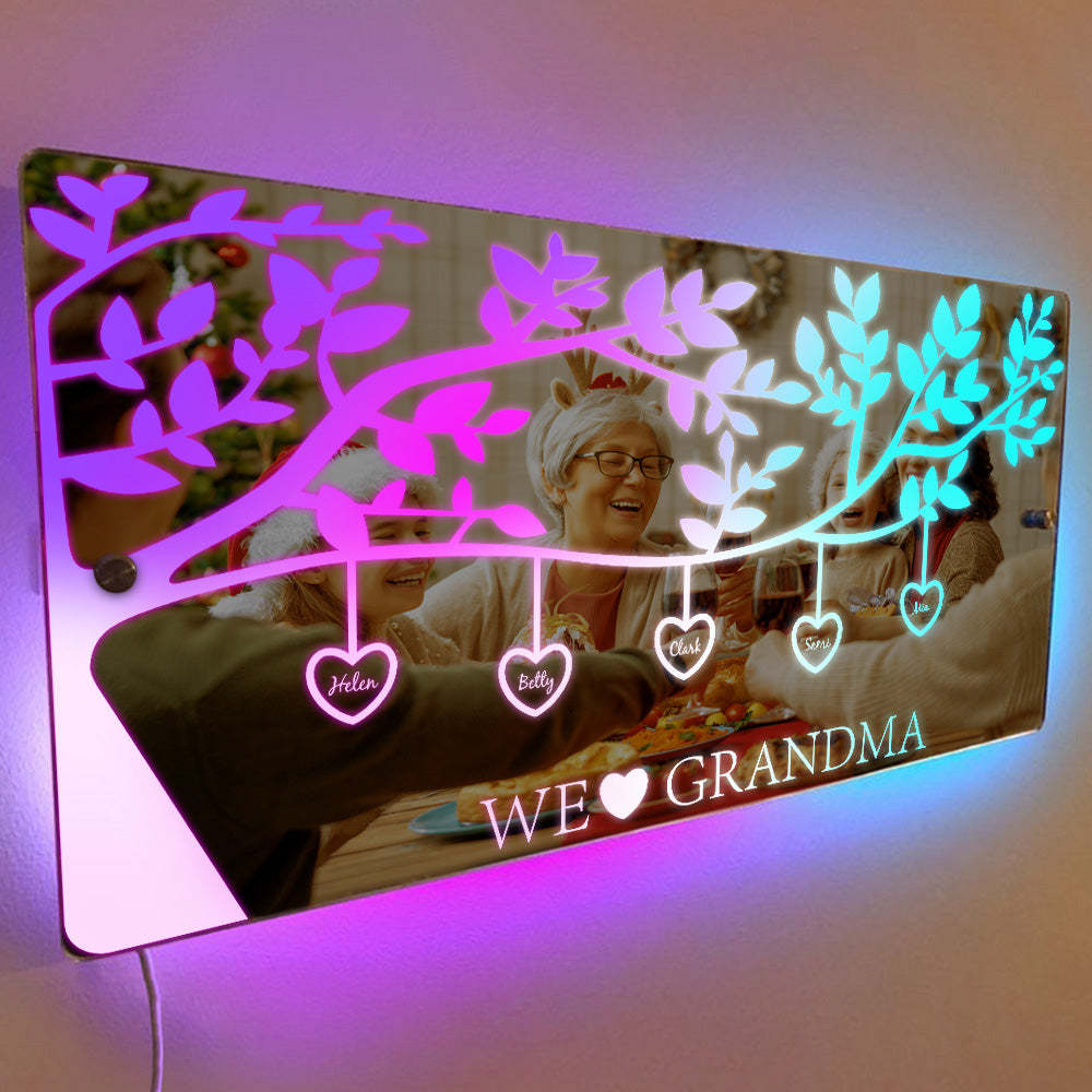 Personalized Name Custom Family Tree Led Mirror Light - photomoonlamp