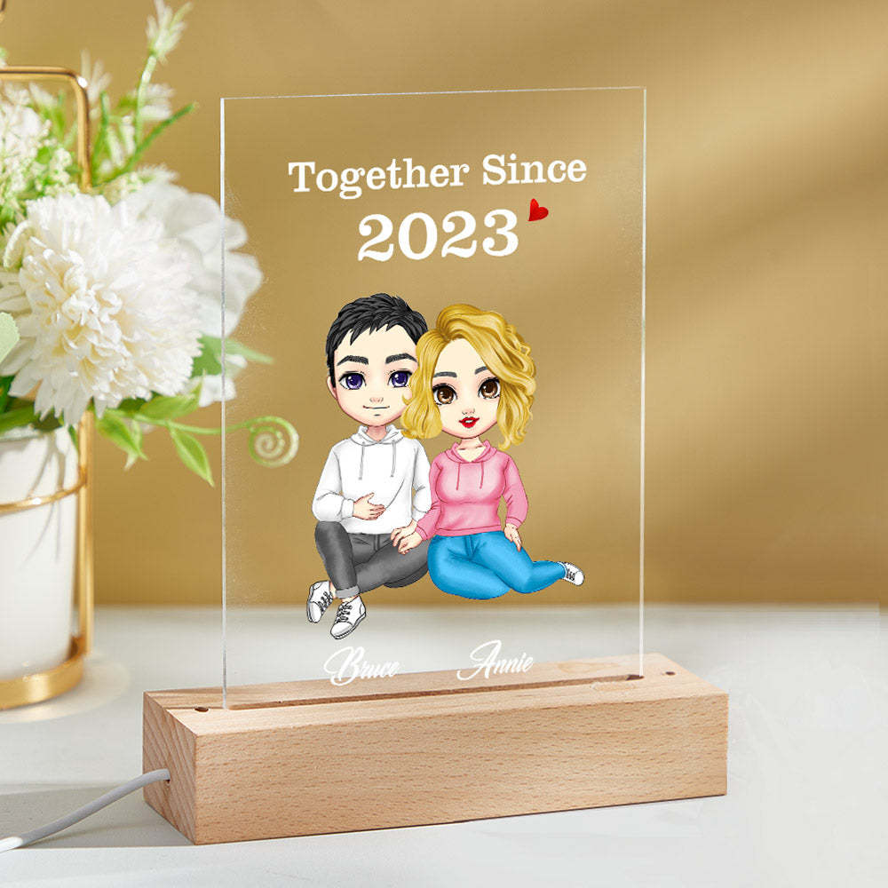 Cartoon Couple Gifts Valentine's Day/Anniversary Gifts, Personalized Card/Plaque/Night Light - Bestchristmasgifts