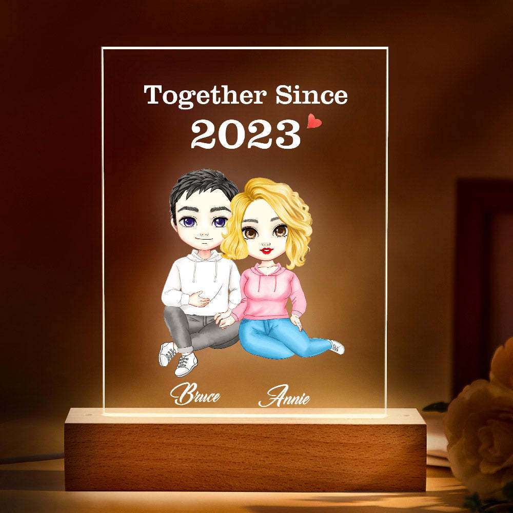 Cartoon Couple Gifts Valentine's Day/Anniversary Gifts, Personalized Card/Plaque/Night Light - Bestchristmasgifts