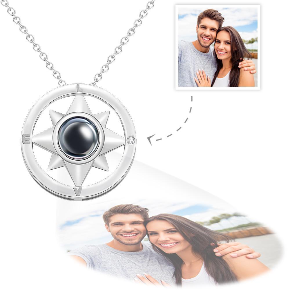 Custom Photo Projection Necklace Compass Creative Gifts - Bestchristmasgifts