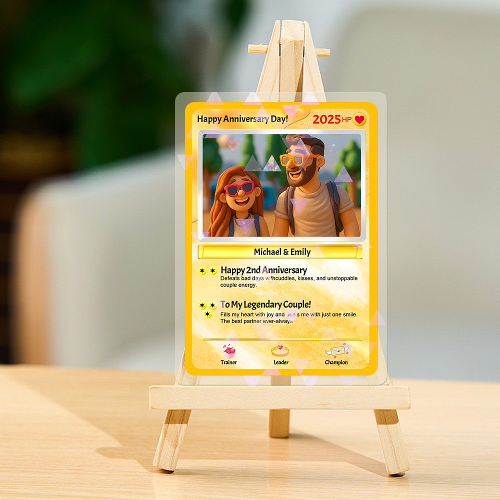 Custom Handcrafted Clay Style Couple Card Personalized Poke Card for Anniversary Gift Birthday Keepsake for Girlfriend or Boyfriend