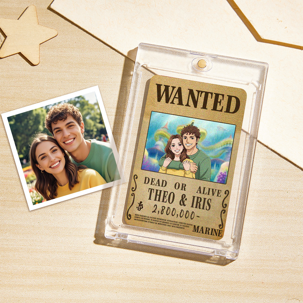 Custom Anime Bounty Couple Portrait Card Personalized Anime Style Wanted Card Portrait Unique Captains' Couple Portrait Card Gift for Lover