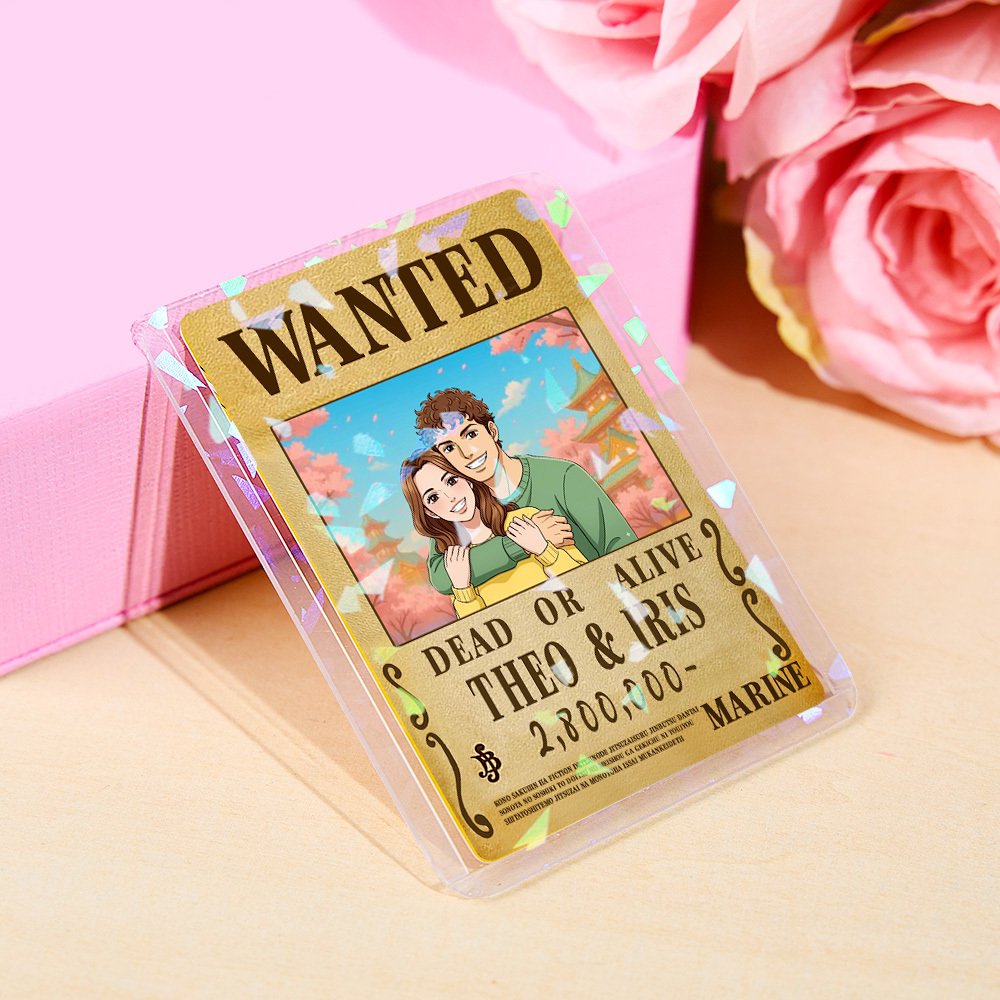 Custom Anime Bounty Couple Portrait Card Personalized Anime Style Wanted Card Portrait Unique Captains' Couple Portrait Card Gifts for Lover