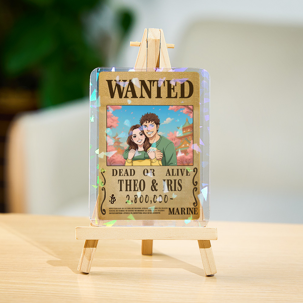 Custom Anime Bounty Couple Portrait Card Personalized Anime Style Wanted Card Portrait Unique Captains' Couple Portrait Card Gifts for Lover