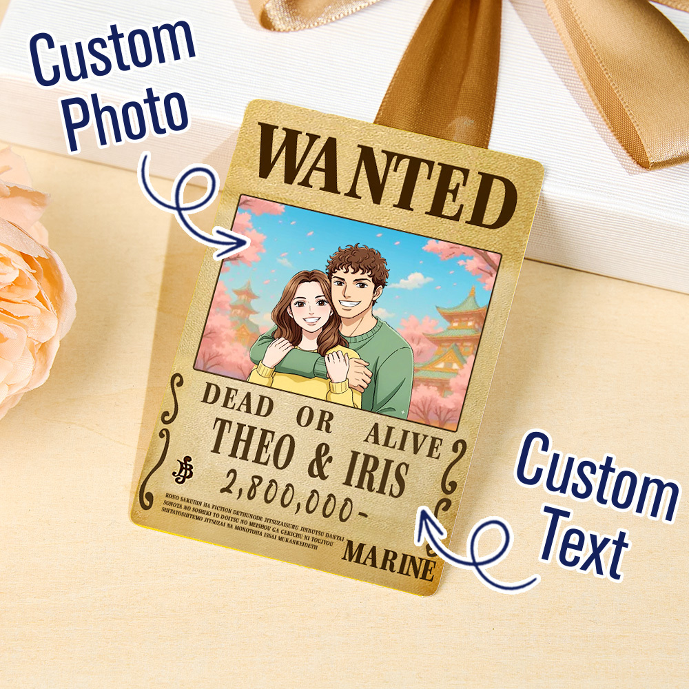 Custom Anime Bounty Couple Portrait Card Personalized Anime Style Wanted Card Portrait Unique Captains' Couple Portrait Card Gifts for Lover