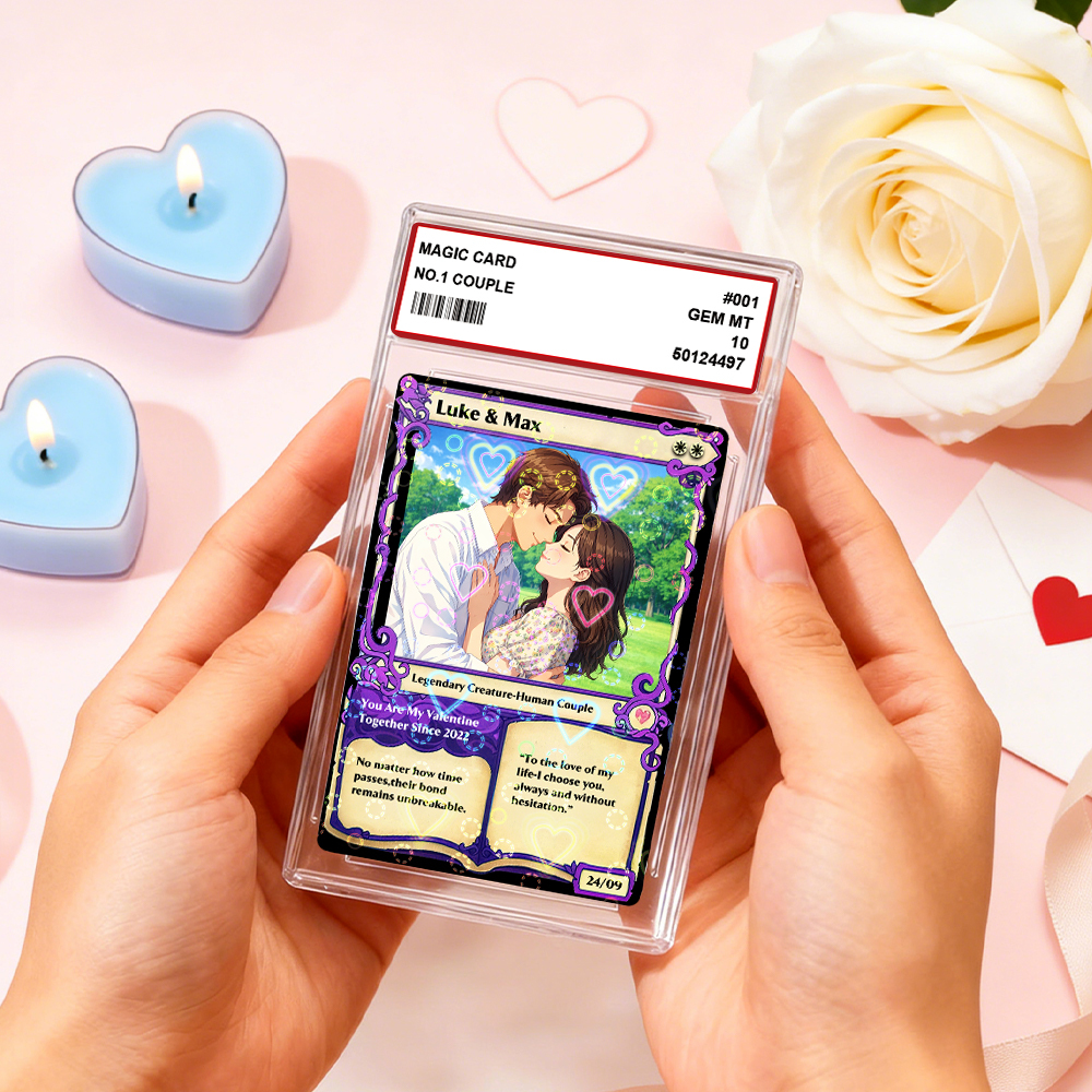 Personalized Anime Magic Card Couple Photo Anime Style Valentine's Day Gift for Couple