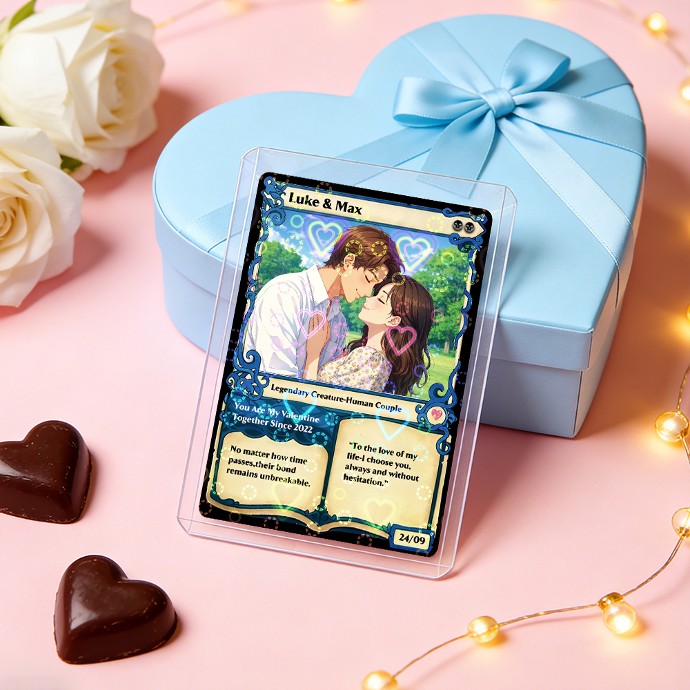 Personalized Anime Magic Card Couple Photo Anime Style Valentine's Day Gift for Couple