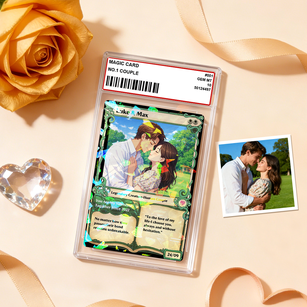 Personalized Anime Magic Card Couple Photo Anime Style Valentine's Day Gift for Couple
