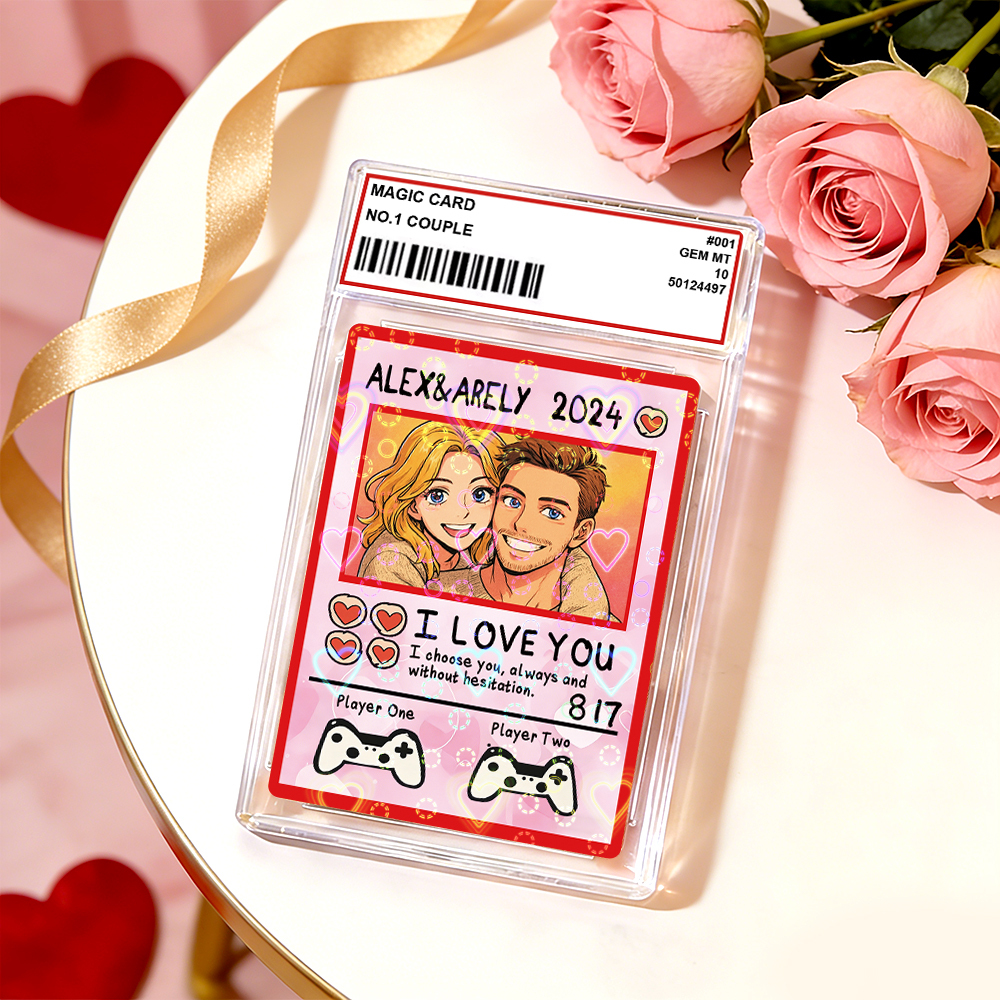 Personalized Valentine’s Day Power Couple Card, Custom Anniversary Card Couple Photo Anime Style, Best Valentine's Day Gift for Lover
