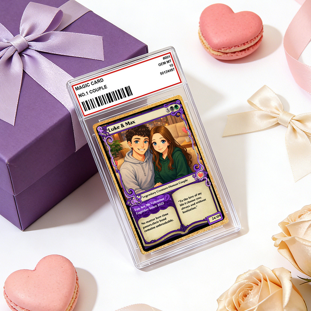 Personalized Anime Magic Card Couple Photo Anime Style Valentine's Day Gift for Couple