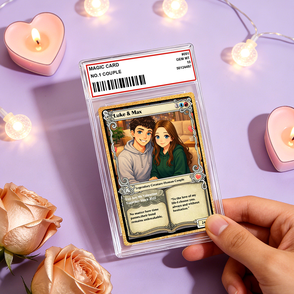 Personalized Anime Magic Card Couple Photo Anime Style Valentine's Day Gift for Couple