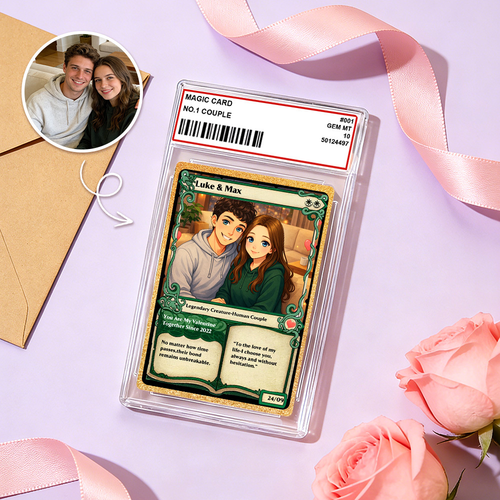 Personalized Anime Magic Card Couple Photo Anime Style Valentine's Day Gift for Couple