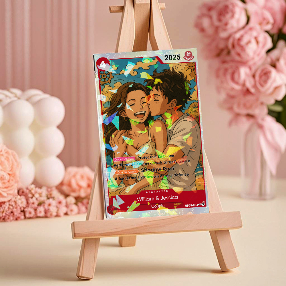 Personalized Photo Anime Card Couples OP Style TCG Card Valentine's Day Gift for Couple
