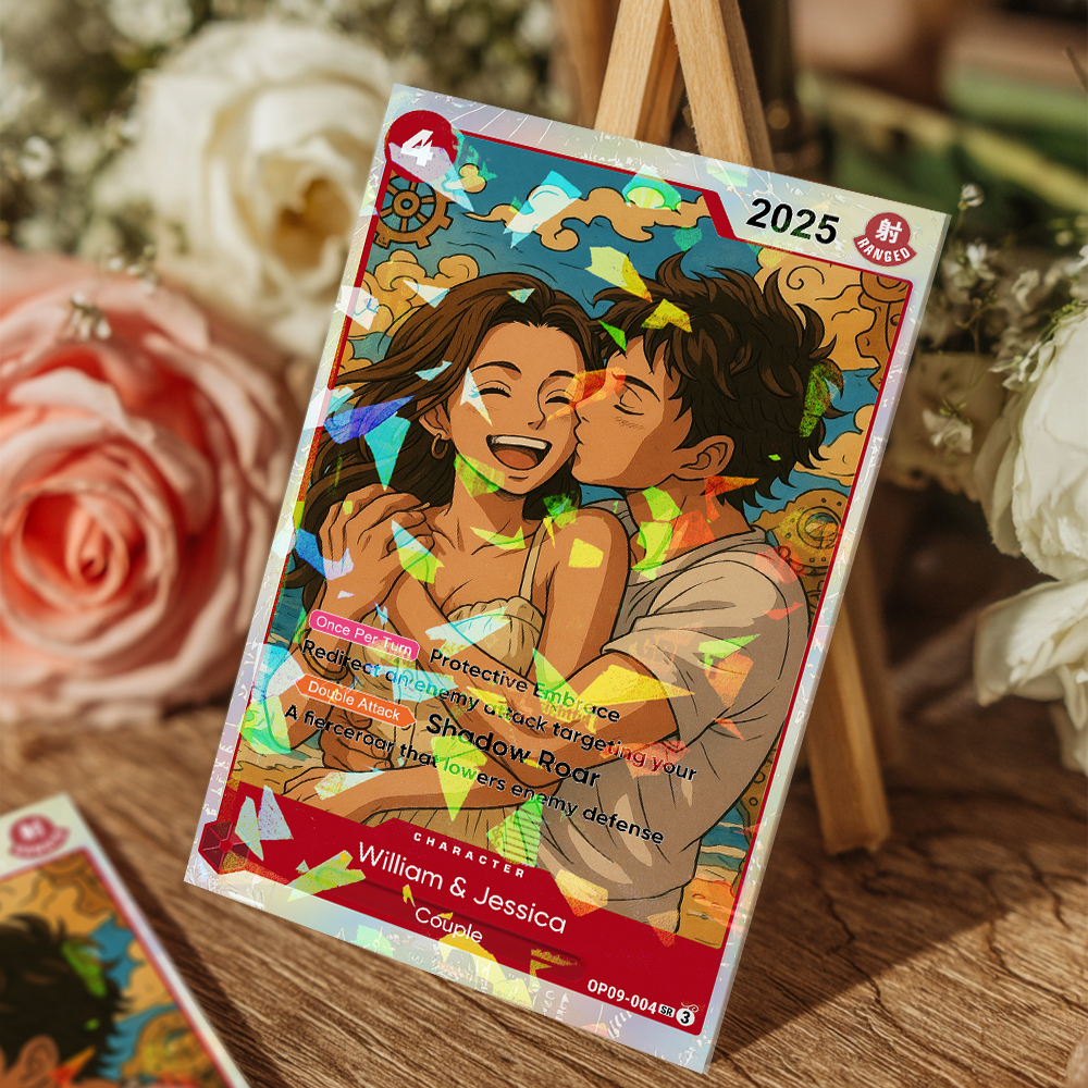 Personalized Photo Anime Card Couples OP Style TCG Card Valentine's Day Gift for Couple