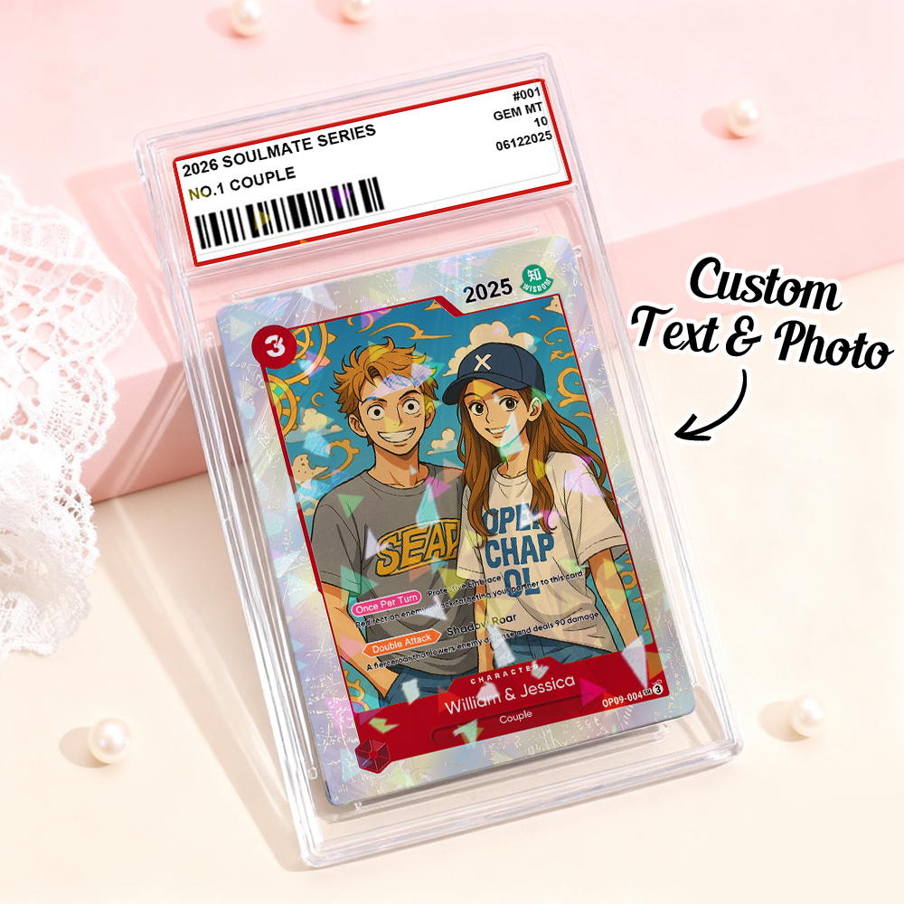 Personalized Photo Anime Card Couples OP Style TCG Card Valentine's Day Gift for Couple
