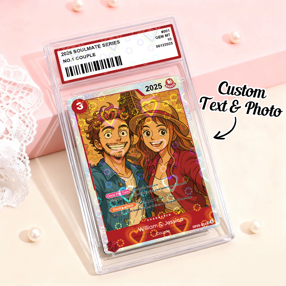 Personalized Photo Anime Card Couples OP Style TCG Card Valentine's Day Gift for Couple