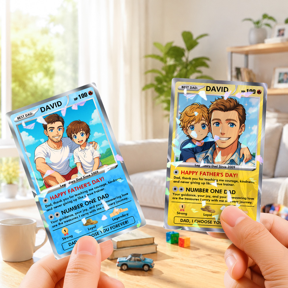 Custom Father’s Day Poke Card, Personalized Poke Anime Dad Card, Father’s Day Gift, Custom Anime Card, Gamer Dad Gift, Gift for Husband - Bestchristmasgifts