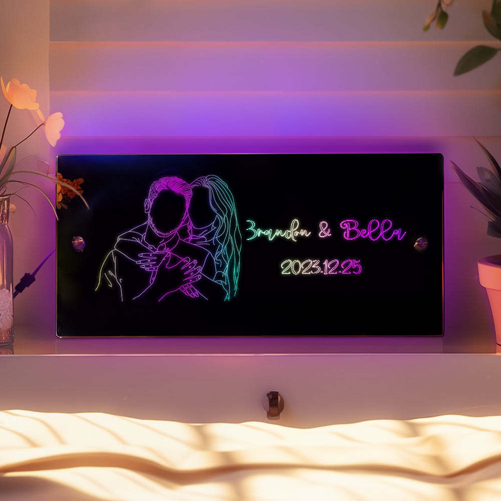 Custom Photo Mirror Name Mirror Personalize Light up Family Photo Mirror  Neon Sign Bedroom Sign Home Decor - photomoonlamp