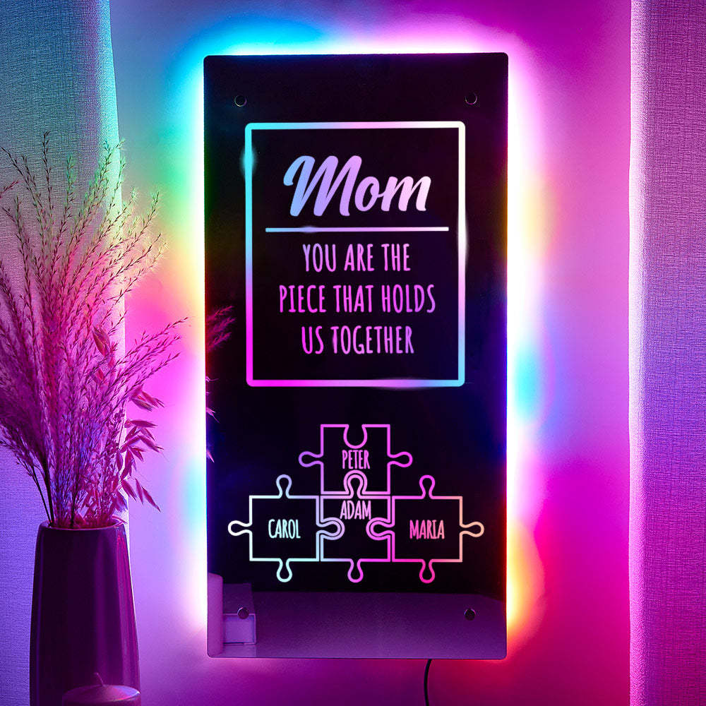 Personalized Name Mirror Light Mom Puzzle Family Gift - photomoonlamp