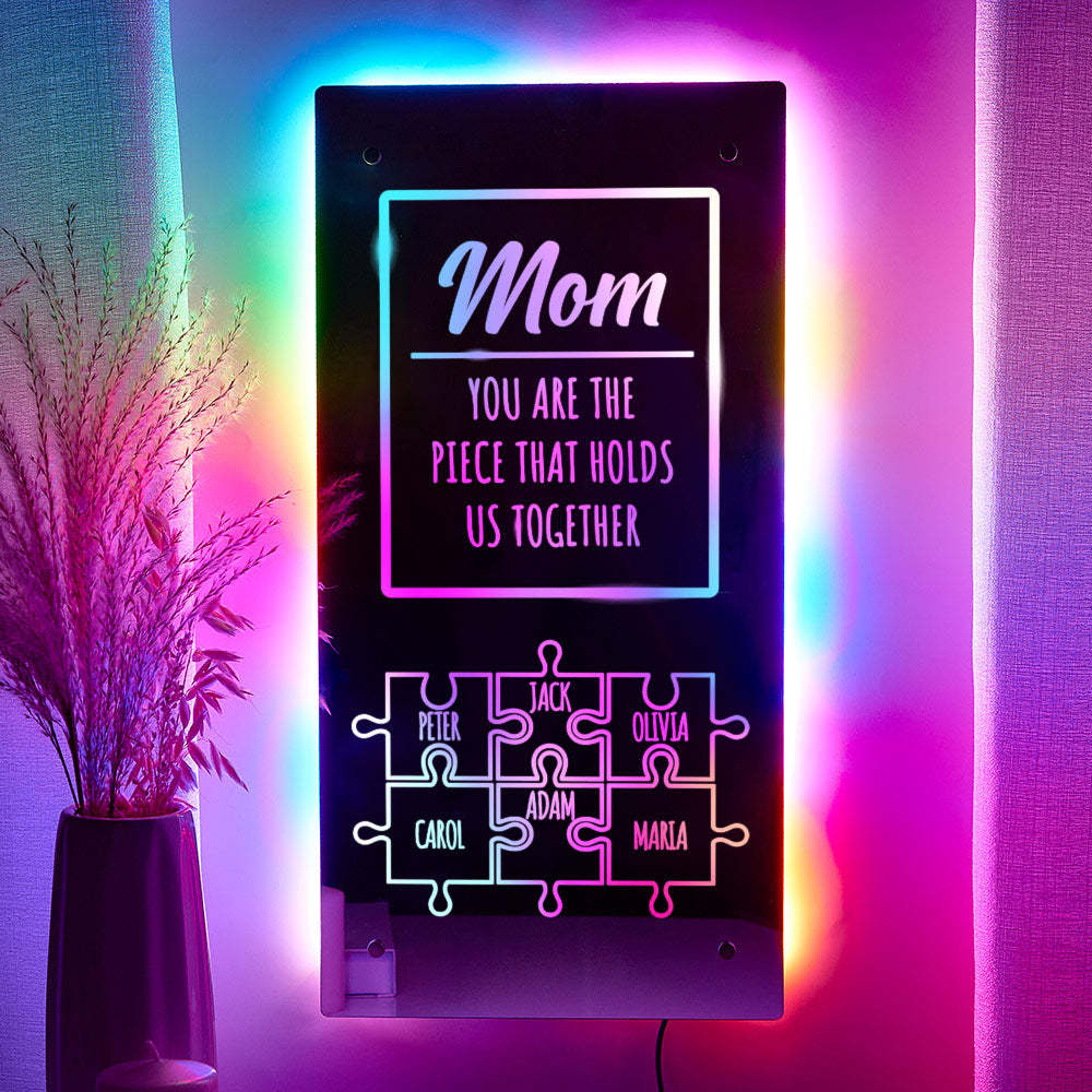 Personalized Name Mirror Light Mom Puzzle Family Gift - photomoonlamp