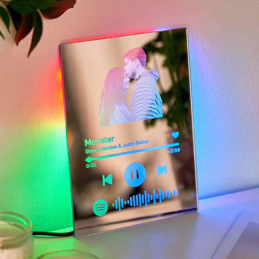 Custom Spotify Code Mirror Lamp Ornaments Gift for Couple - photomoonlamp
