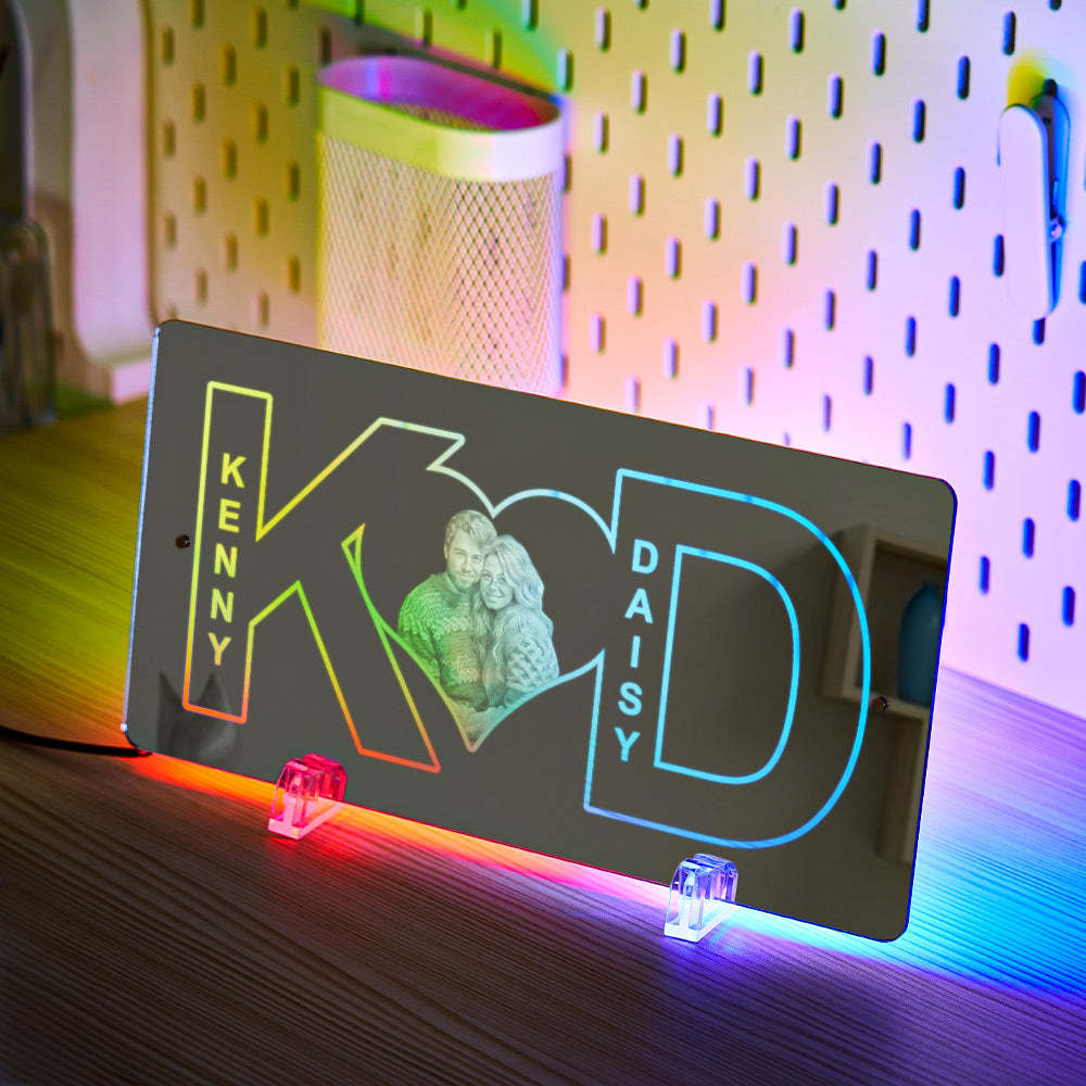 Personalized Letter Heart Photo Mirror Light Couple Gift - photomoonlamp