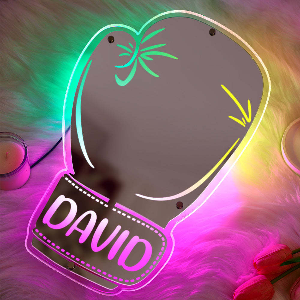 Custom Name Mirror Light Boxing Gloves Gift for Boyfriend - photomoonlamp