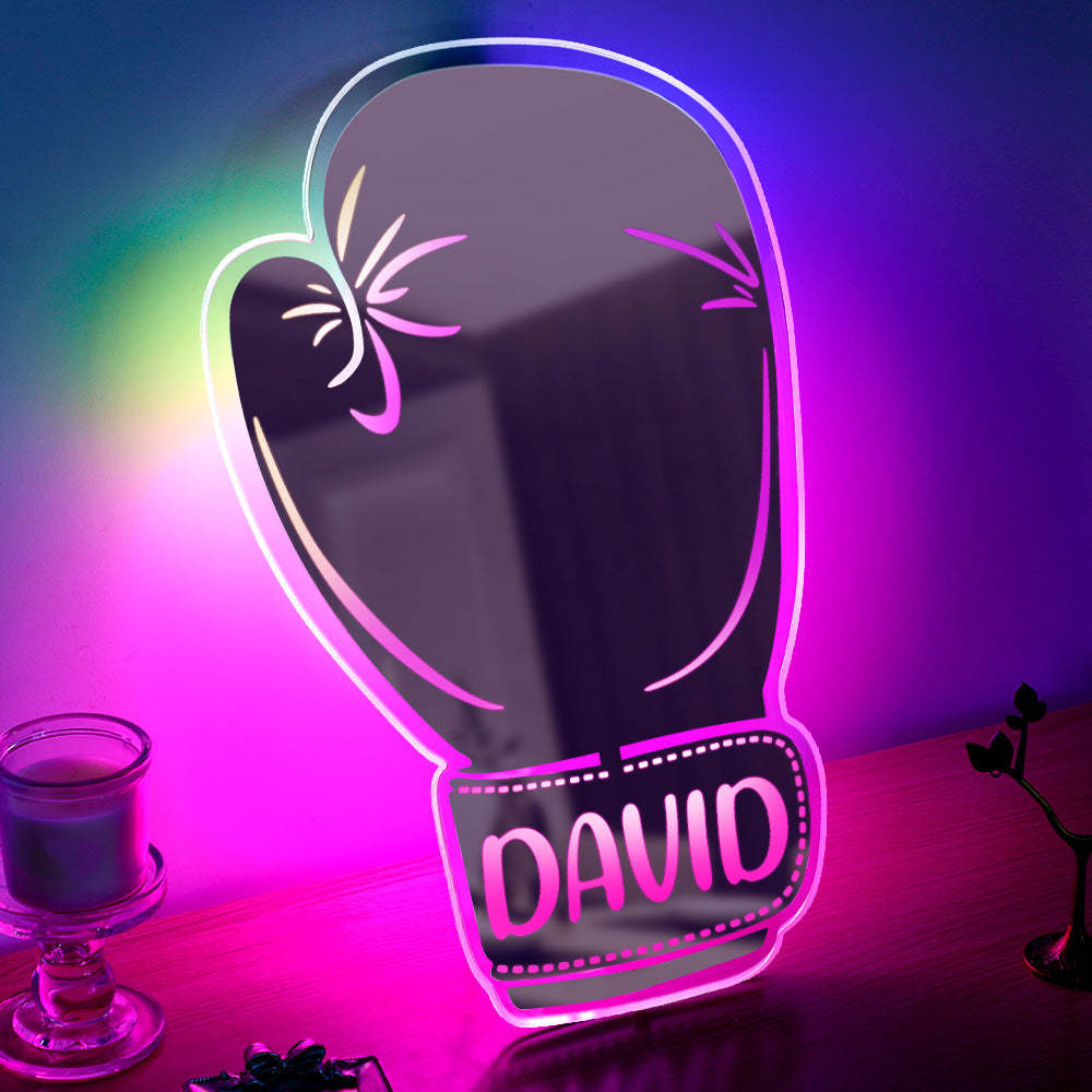 Custom Name Mirror Light Boxing Gloves Gift for Boyfriend - photomoonlamp