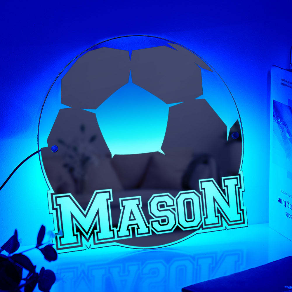Personalized Name Mirror Light Soccer Gift for Men - photomoonlamp