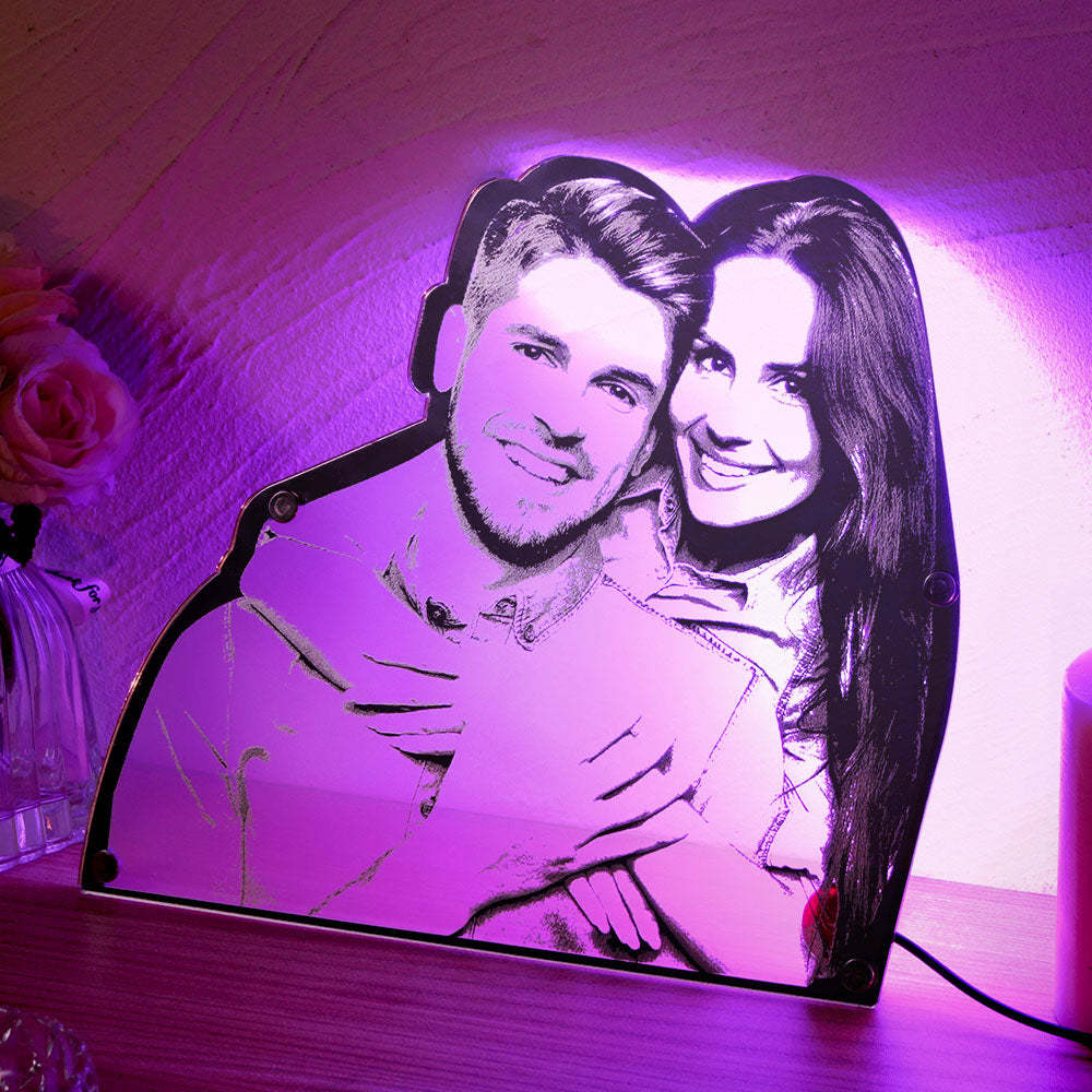 Personalized Portrait Mirror Light Wall Decor Gift - PhotoMoonLamp