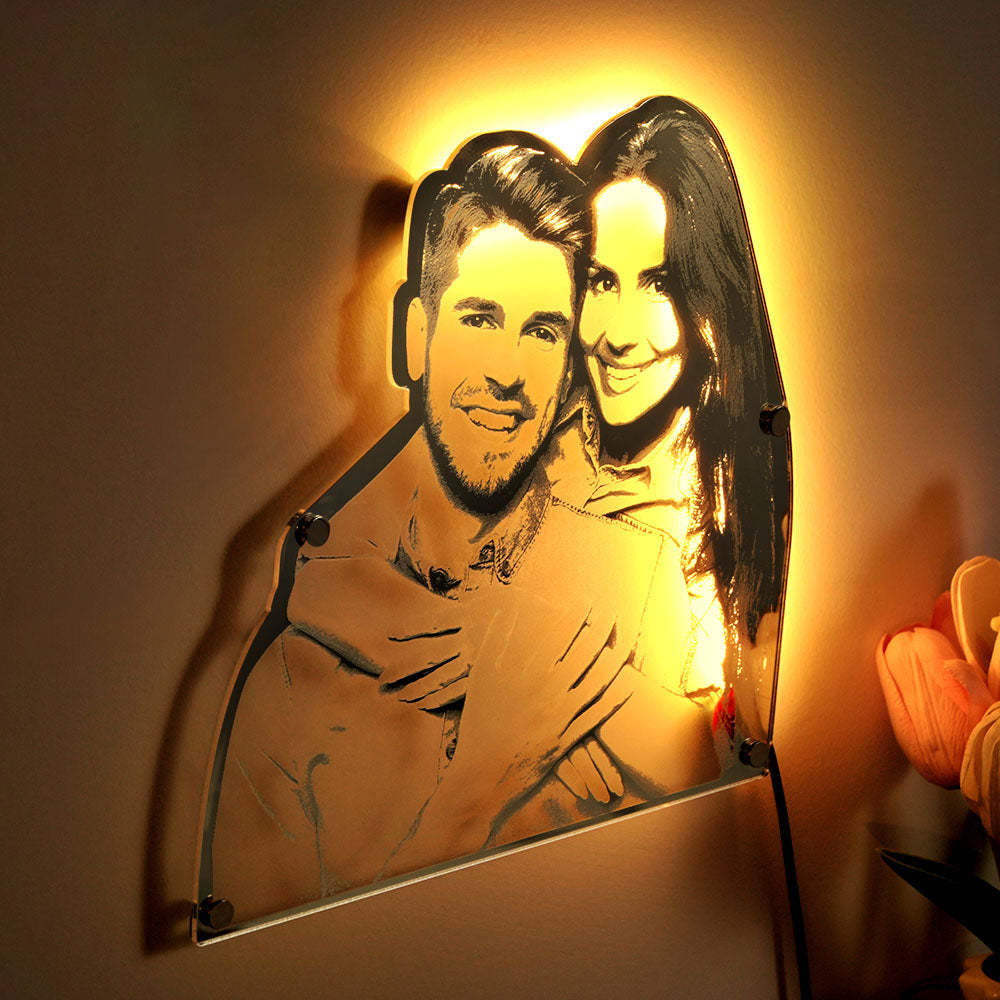 Personalized Portrait Mirror Light Wall Decor Gift - PhotoMoonLamp