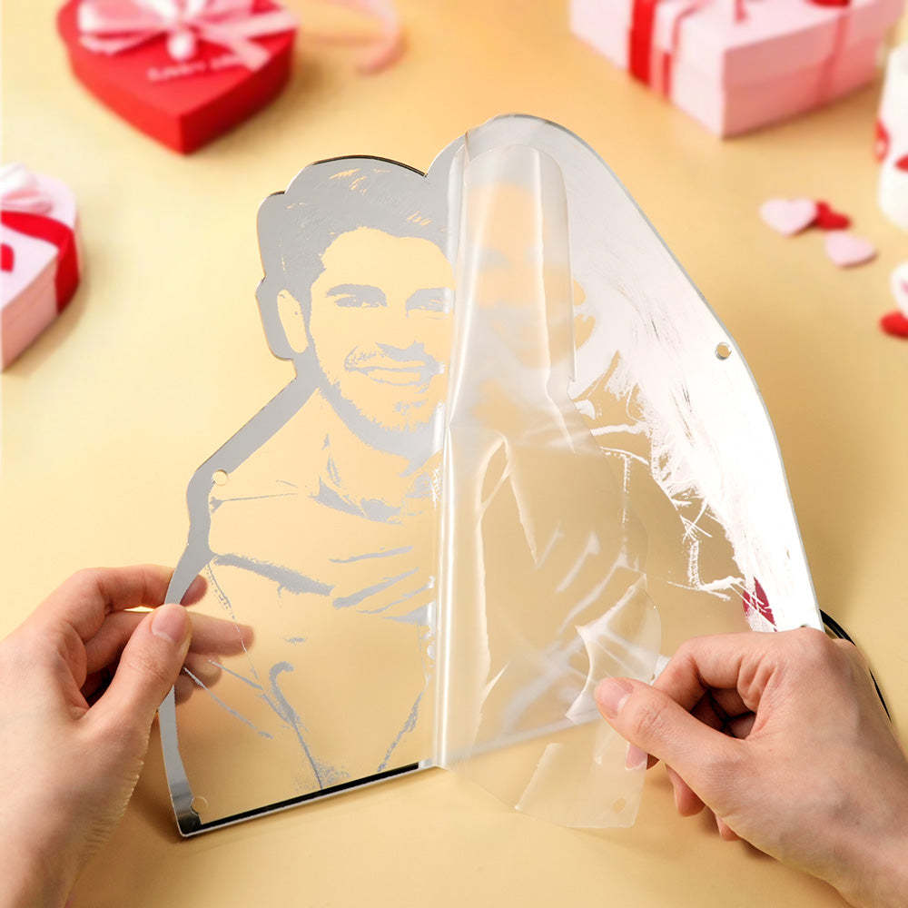 Personalized Portrait Mirror Light Wall Decor Gift - PhotoMoonLamp