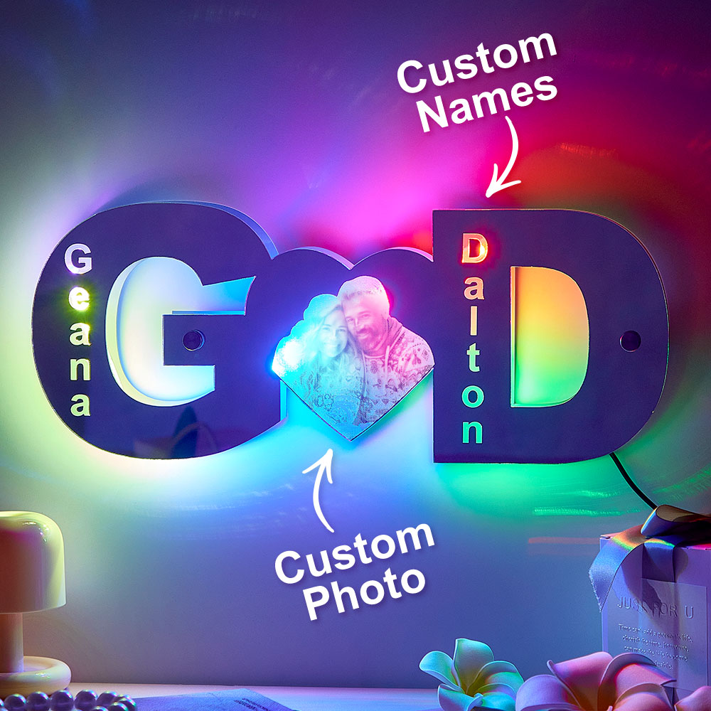 Personalized letter heart photo led mirror light Valentine's Day Gifts - PhotoMoonLamp