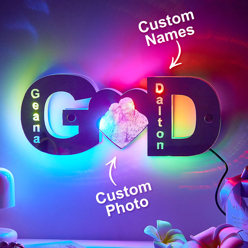 Personalized letter heart photo led mirror light Valentine's Day Gifts - PhotoMoonLamp
