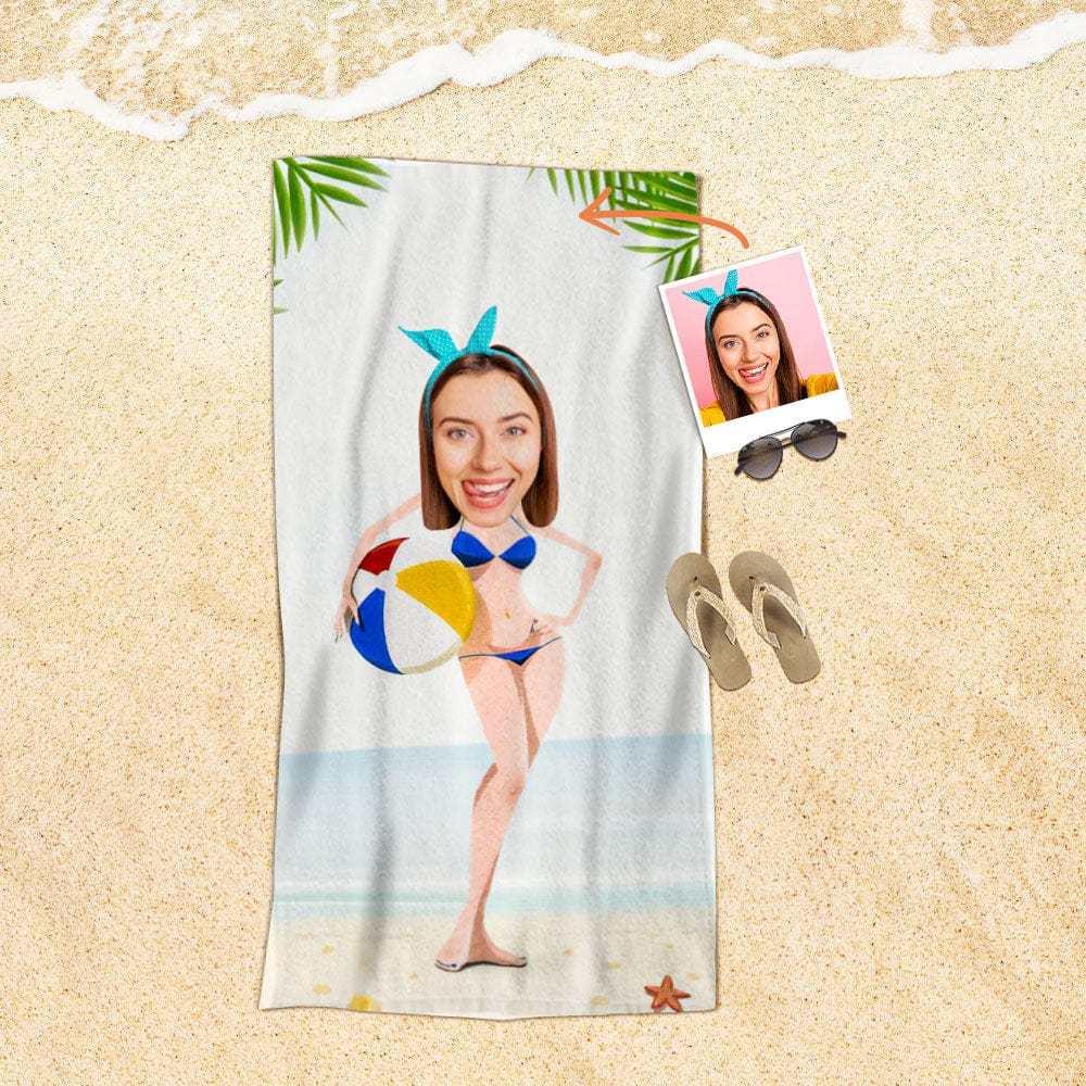 Custom Face Beach Towel Personalized Beach Towel Gift for Mother - Giftlab