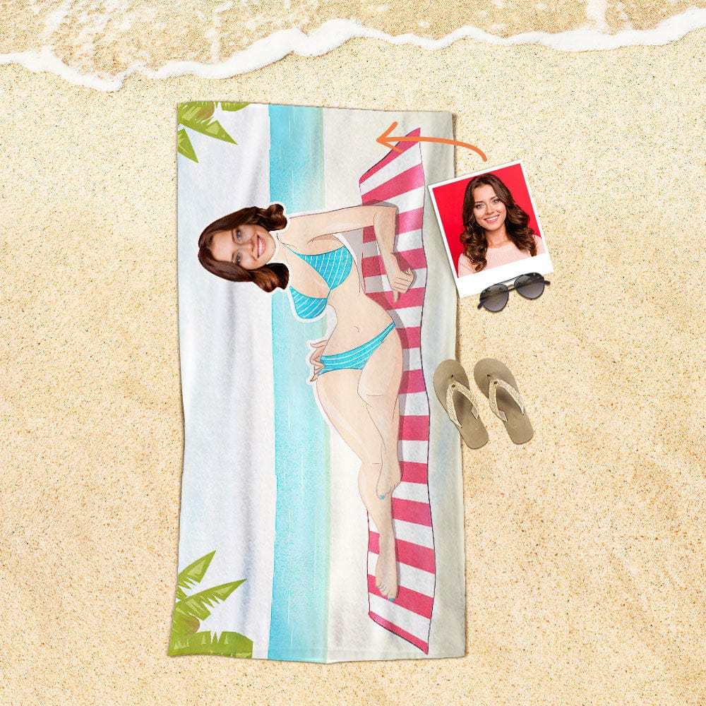 Custom Face Beach Towel Personalized Beach Towel Funny Gift for Kids - Giftlab