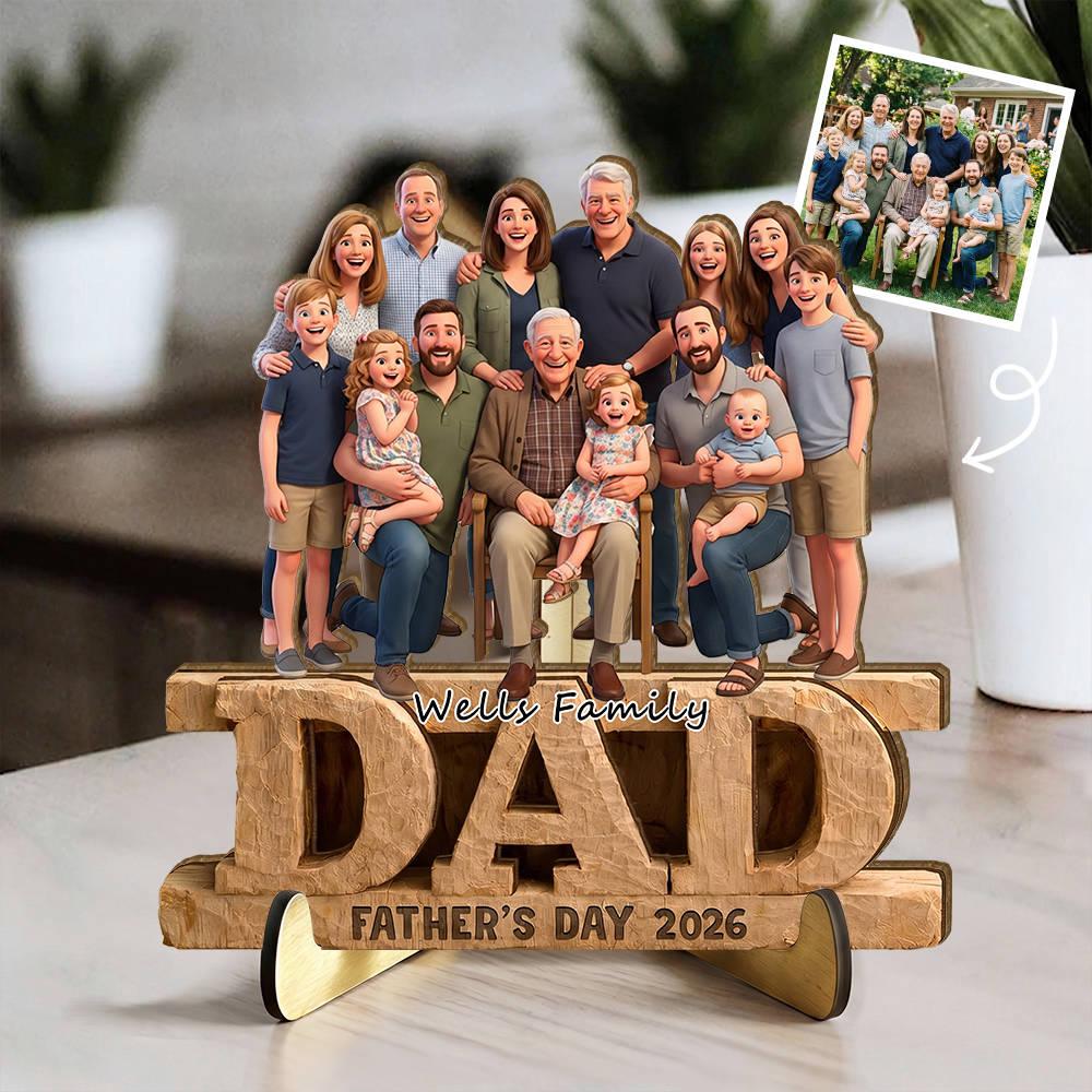Custom Wood Frame Standee Large Family Military Pride Frame with your face -The 4th Of July Gift For Him