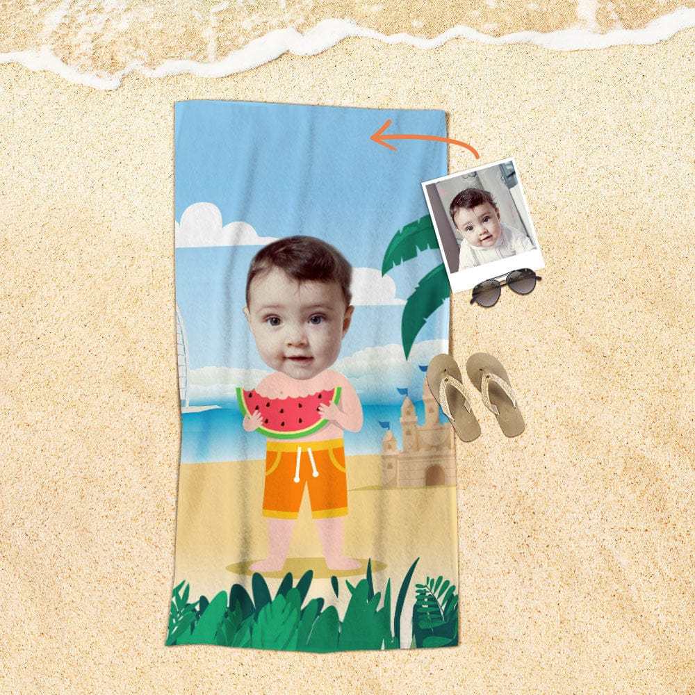 Custom Face Beach Towel Personalized Beach Towel Funny Gift for Kids - Giftlab