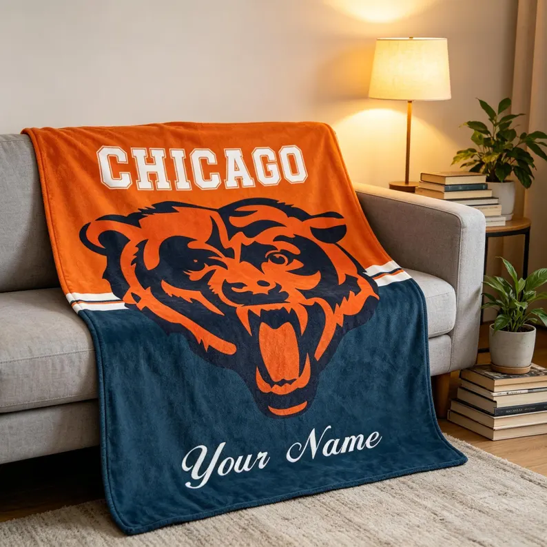 Personalized Football Team Fan Blanket Soft Throw Custom Name Football Fan Birthday Gift