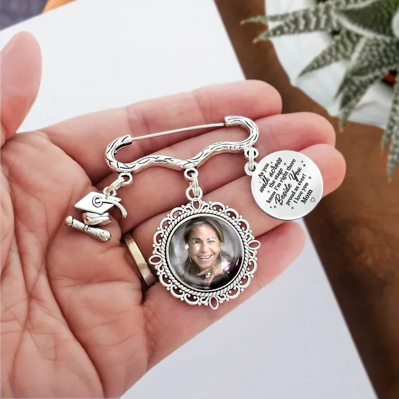 Custom Photo Across The Stage Know I'm Right There - Personalized Graduation Tassel Pin