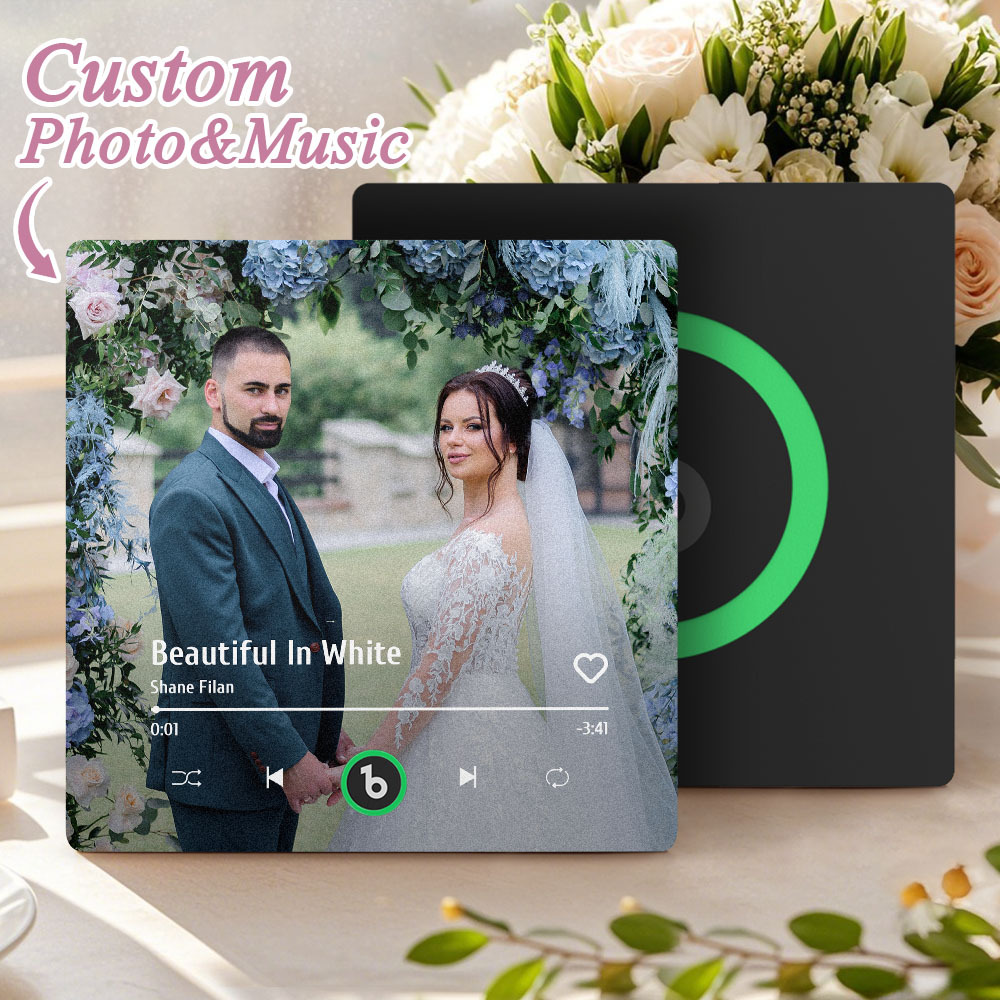 Custom Music Photo Fridge Magnet Personalized Photo Music Fridge Magnet That Can Play Music Without Cellphone Supports Bluetooth Connectivity Wedding Gift for Her - Bestchristmasgifts