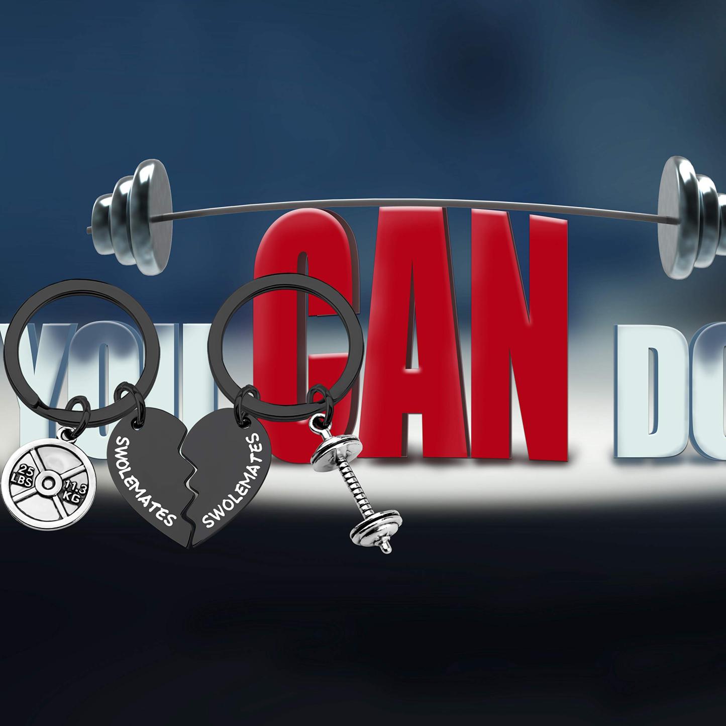 Keychain Workout Jewelry Fitness Gift Weightlifting Keychain Fitness Couples Gift Friendship Keychain